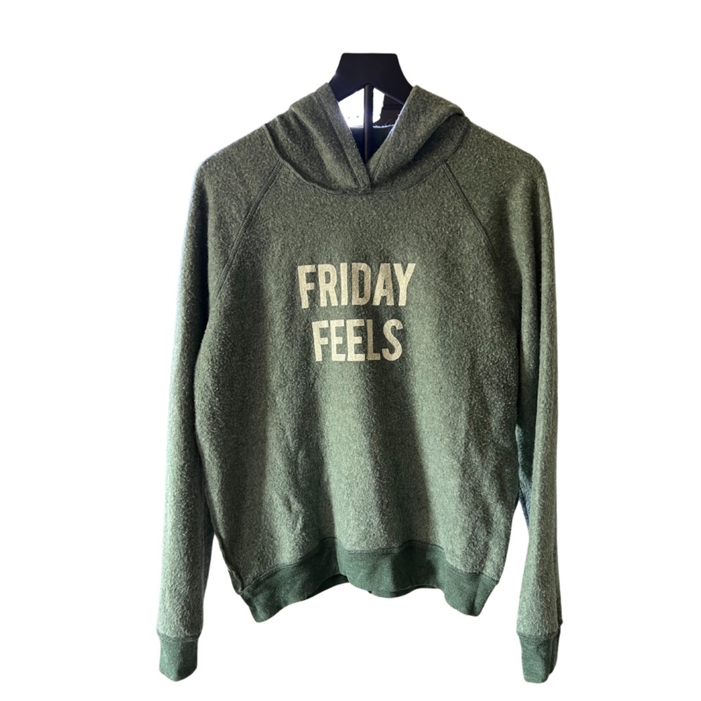 Reversible Green Hoodie with 'Monday Mood' & ‘Friday Feels’ Print - Picture 2 of 5